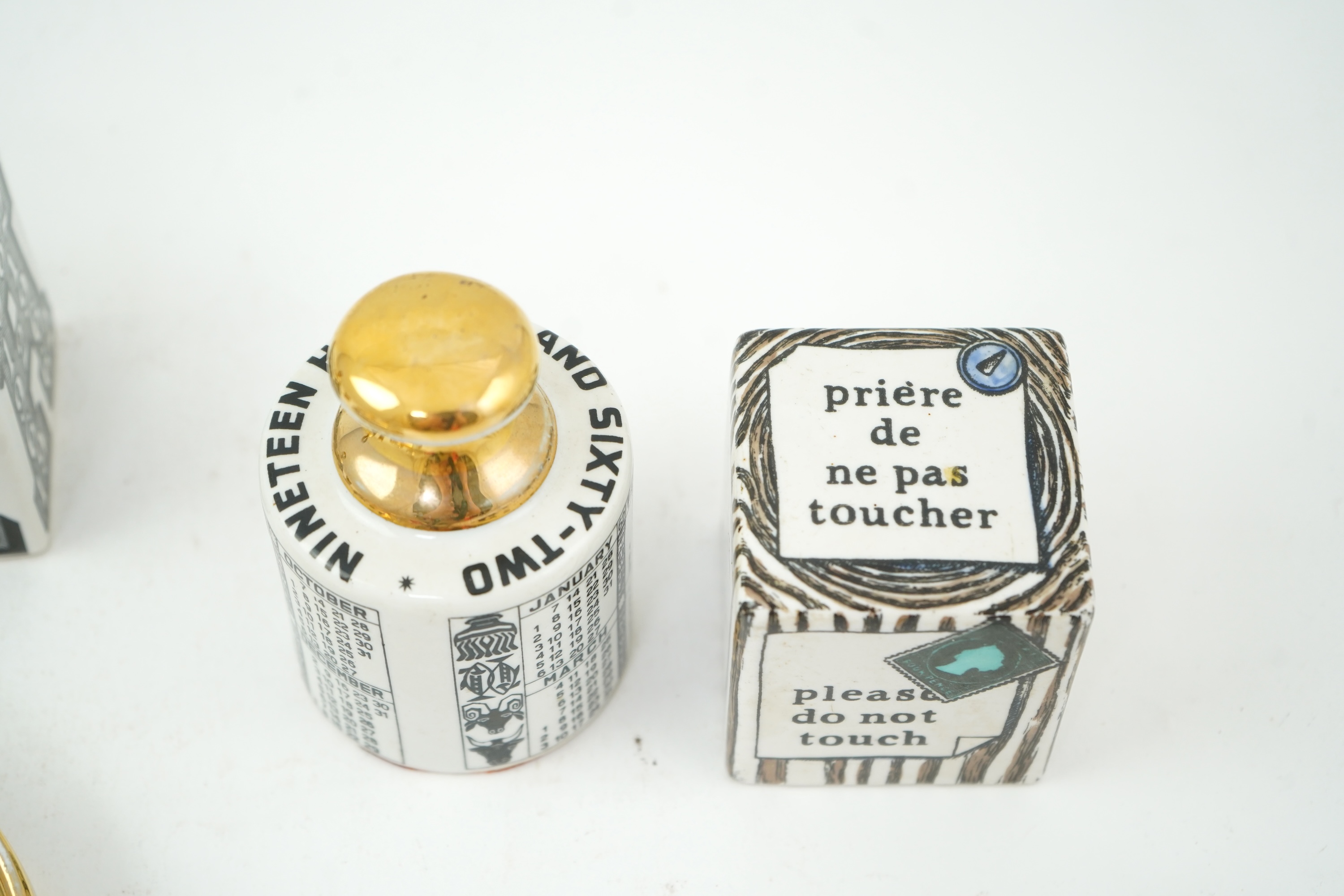 Piero Fornasetti (Italian, 1913-1988): A collection of Fornasetti desk items and dishes